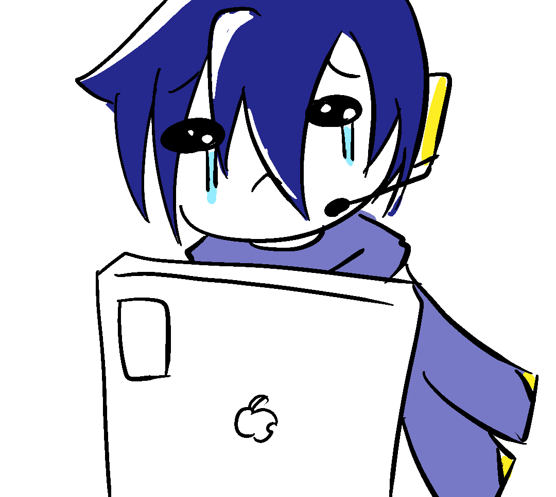 タブレットを持つKAITOのイラスト